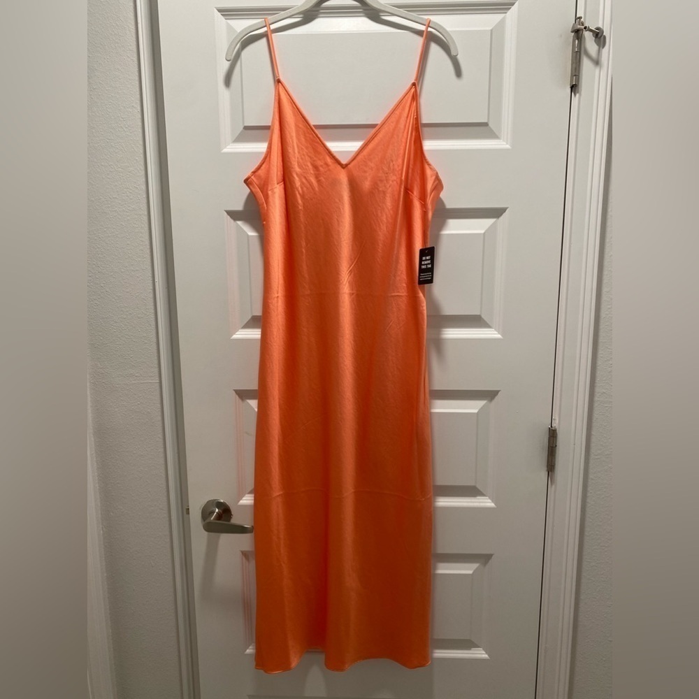 New NWT Express Orange Midi Sling Dress Coral Large